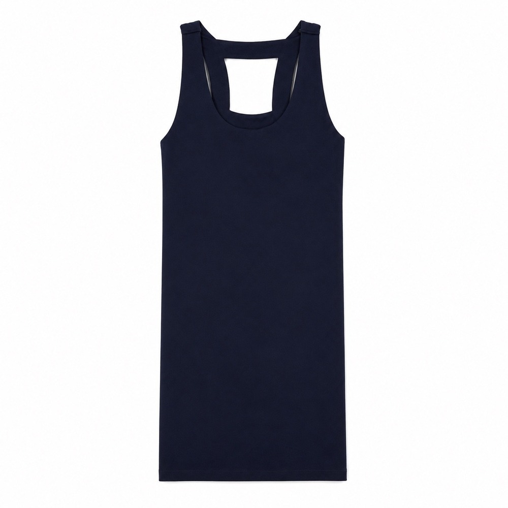 Athleta‎ Racerback Dress Navy Built In Bra Padded Medium Athletic Mini